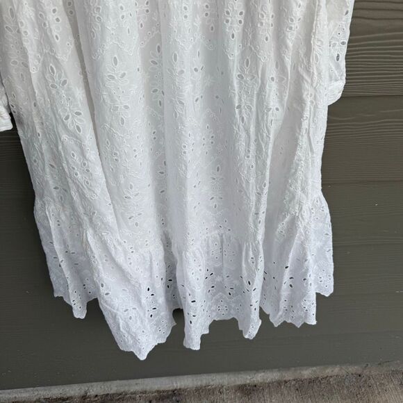 Zara open work embroidered eyelet white dress - Picture 6 of 7